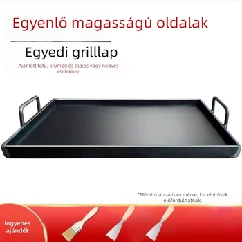 Öntöttvas Teppanyaki grillsütő, négyszögletes, elektroforezises felületkezelés, hajtogatható kialakítás háztartási és kereskedelmi használatra