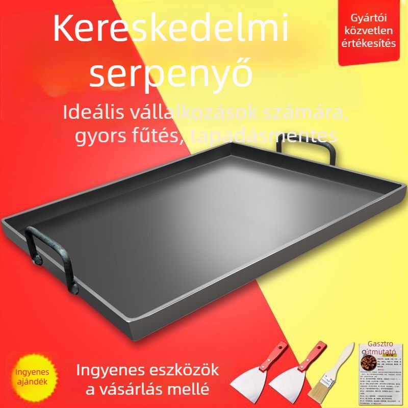 Öntöttvas Teppanyaki grillsütő, négyszögletes, elektroforezises felületkezelés, hajtogatható kialakítás háztartási és kereskedelmi használatra