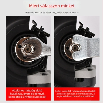 Öt darabos forgófej-kiegészítő készlet 100 mm-es sarokcsiszolóhoz, vasból készült kivitel és nyomólemez