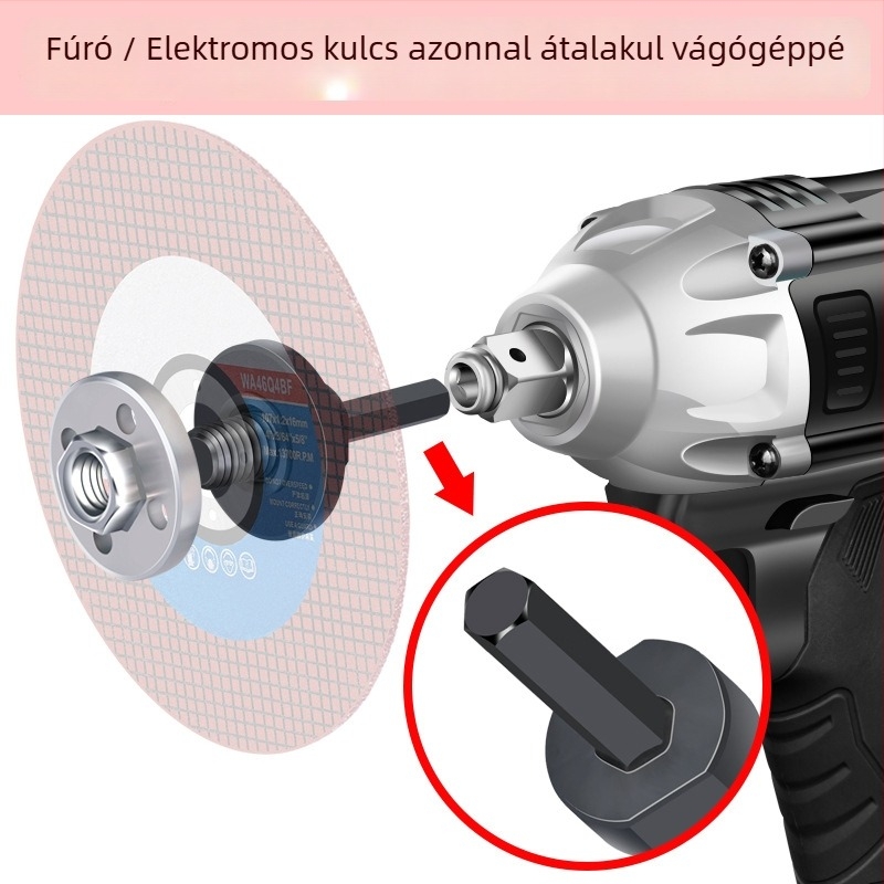 Öt darabos forgófej-kiegészítő készlet 100 mm-es sarokcsiszolóhoz, vasból készült kivitel és nyomólemez