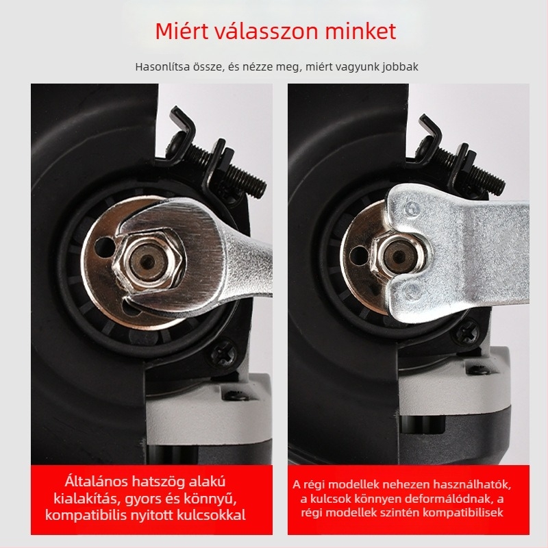 Öt darabos forgófej-kiegészítő készlet 100 mm-es sarokcsiszolóhoz, vasból készült kivitel és nyomólemez