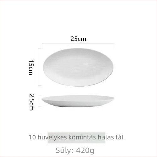 Kerámia ovalis halas tál pároláshoz és grillezéshez, kőmintás felület, szórt festésű felület, mikrohullámú sütőhöz nem alkalmas