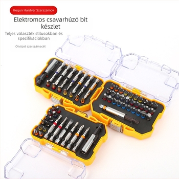 Elektromos csavarhúzó készlet, 50 darab, 32 darab kereszthex bitek, szénacél, tömeg 0.23 kg
