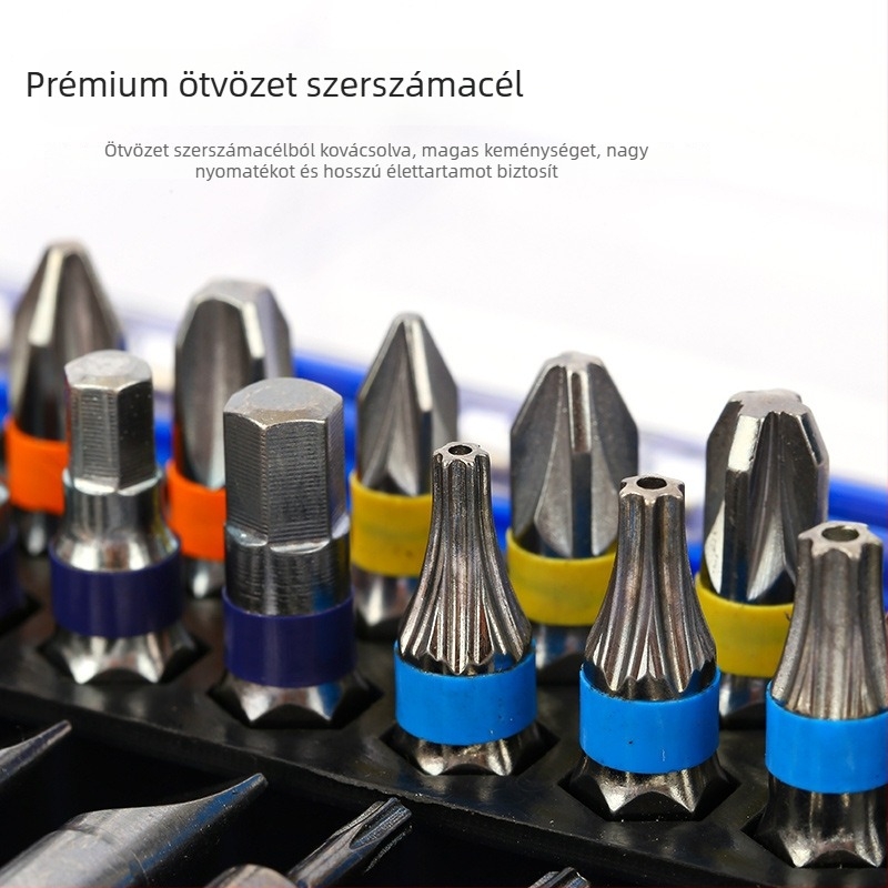 Elektromos csavarhúzó készlet, 50 darab, 32 darab kereszthex bitek, szénacél, tömeg 0.23 kg