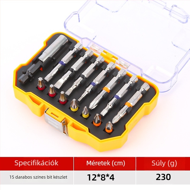 Elektromos csavarhúzó készlet, 50 darab, 32 darab kereszthex bitek, szénacél, tömeg 0.23 kg
