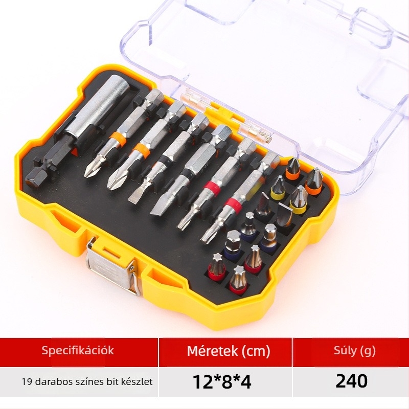 Elektromos csavarhúzó készlet, 50 darab, 32 darab kereszthex bitek, szénacél, tömeg 0.23 kg