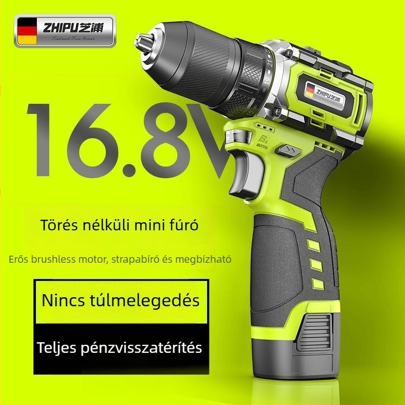Brushless Li-ion fúró-csavarbehajtó, nagy teljesítmény, egyenes kialakítás, állandó sebesség, kettős tápellátás