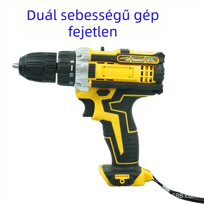 21V kézi ütőfúró, kétsebességes, háromfunkciós, újratölthető Li-ion akkumulátor, önzáró tokmány, kefés motor