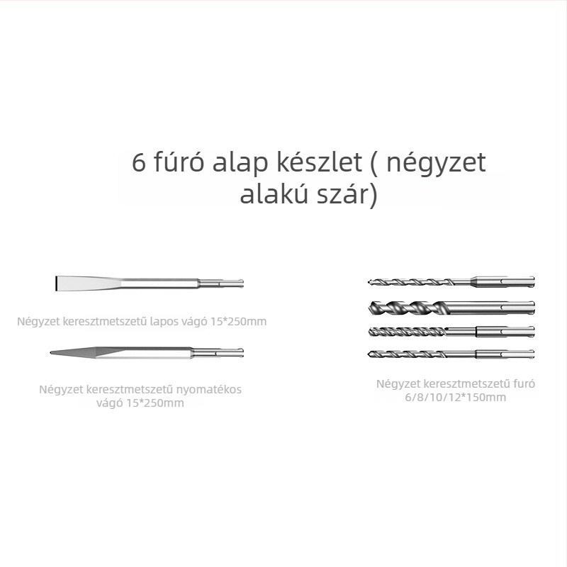 Xuxuan Ütőfúró Bitkészlet: spirál és háromszög alakú fúrók, falnyílás kinyitó, négyzetes és kerek fogantyú, 3-részes tok-készlet