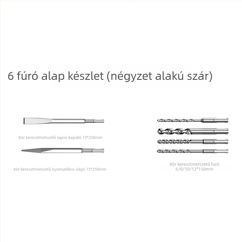 Xuxuan Ütőfúró Bitkészlet: spirál és háromszög alakú fúrók, falnyílás kinyitó, négyzetes és kerek fogantyú, 3-részes tok-készlet