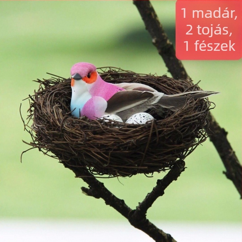 Habcsomó madár dekoráció kertbe és nappaliba, színes kerti- és cserép dísz