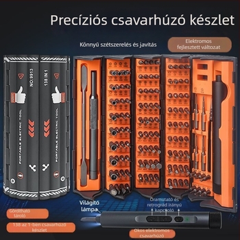 Elektromos precíziós csavarhúzó készlet 138-in-1 szétszereléshez, háztartási használatra, frissített 6 darab készlettel és edzett bitekkel, szénacél