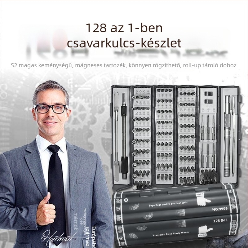Elektromos precíziós csavarhúzó készlet 138-in-1 szétszereléshez, háztartási használatra, frissített 6 darab készlettel és edzett bitekkel, szénacél