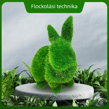 Európai stílusú gyanta nyuszi dísz flokkolt felülettel, otthonra és kertbe, kültérre.