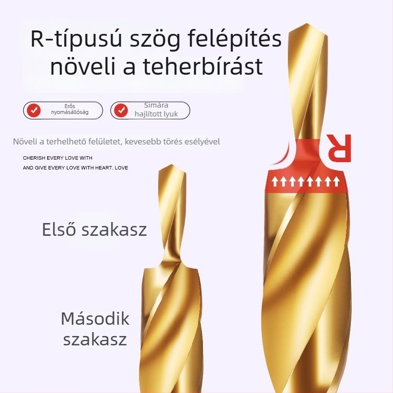 A pontos címek megfogalmazásához szükség van részletes angol specifikációkra. A rendelkezésre álló adatok alapján: HSS lépcsőfuró hatszöges nyéllel faipari használatra.