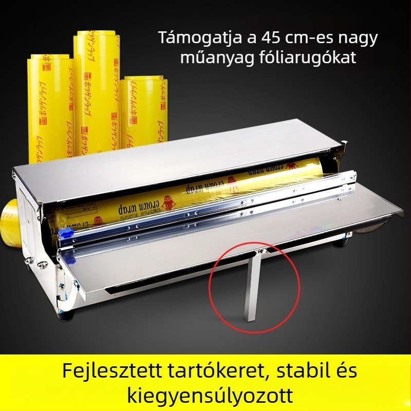 Kézi működtetésű csomagoló és záró készülék fóliához, zöldségek és gyümölcsök csomagolására