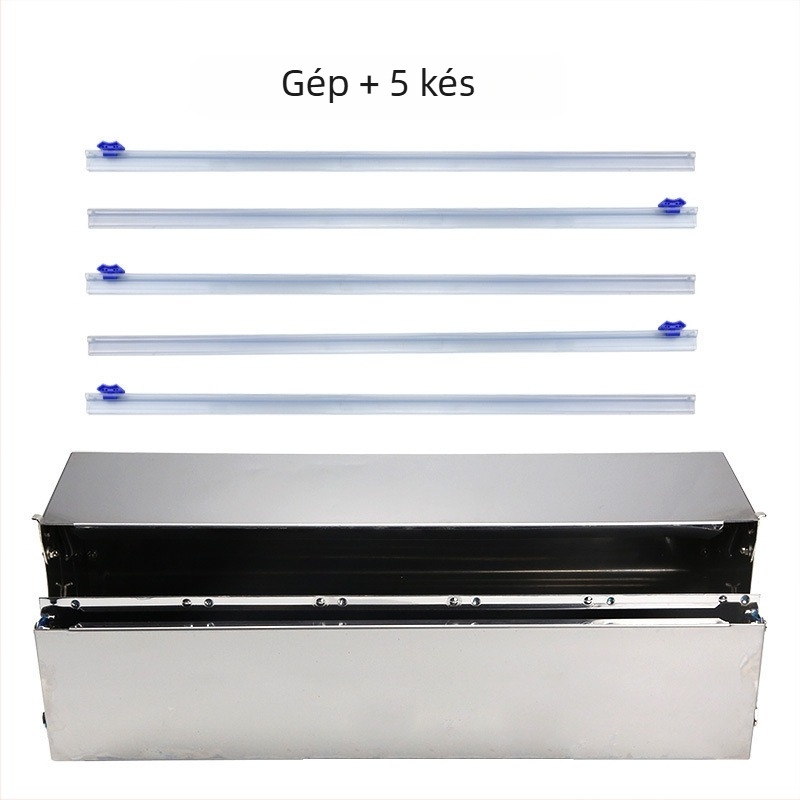 Kézi működtetésű csomagoló és záró készülék fóliához, zöldségek és gyümölcsök csomagolására