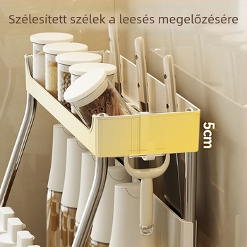 Többfunkciós, mozgatható fűszertároló állvány PET anyagból, konyhai felhasználásra, több szint