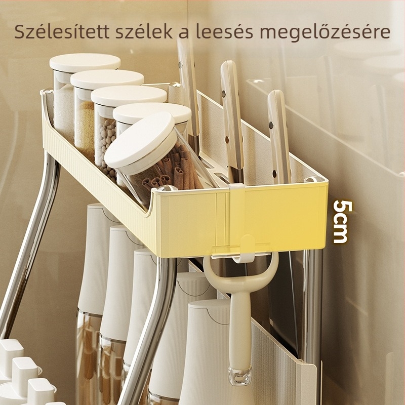 Többfunkciós, mozgatható fűszertároló állvány PET anyagból, konyhai felhasználásra, több szint