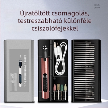 Manikűrhöz tervezett elektromos lyukasztó- és csiszoló toll — gravírozás, polírozás, vágás — újratölthető Li-ion akkumulátor, 20000 RPM, 3,7–5V, Fengyida