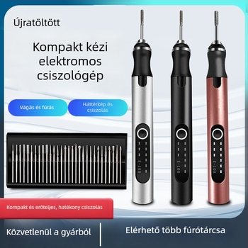 Manikűrhöz tervezett elektromos lyukasztó- és csiszoló toll — gravírozás, polírozás, vágás — újratölthető Li-ion akkumulátor, 20000 RPM, 3,7–5V, Fengyida
