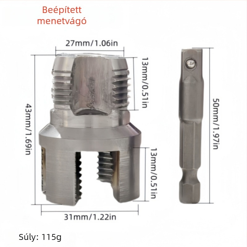 6-darabos PVC/NPT menetkészlet kézi, több specifikáció, 60° kúpos csőmenet