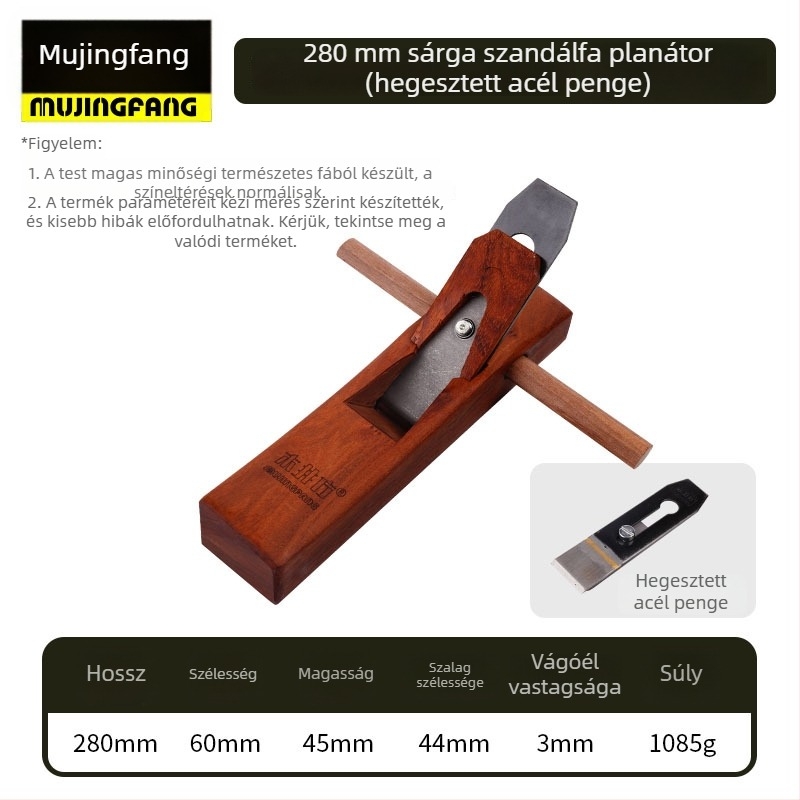 Kikuchi sík planírozó – kézi tolófa faipari eszköz sárga szantálfából