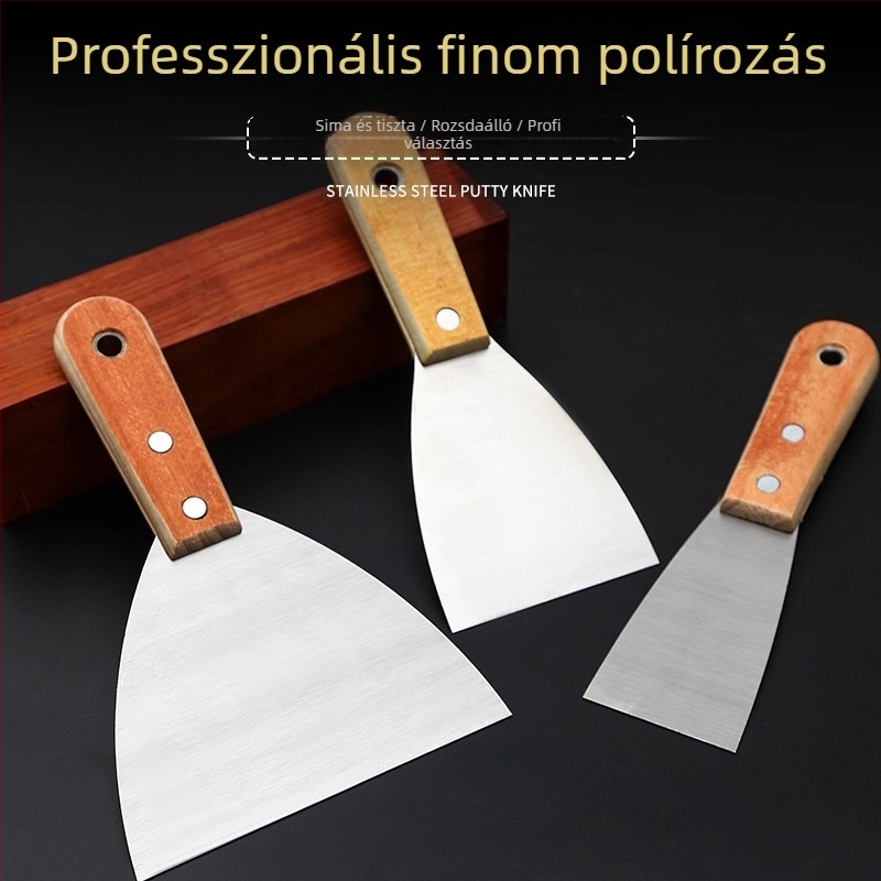 Glettvas rozsdamentes acélból, vastagított lapos penge, falak festékének leszedéséhez