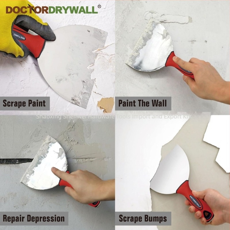 DOCTORDRYWALL sima spatula lapos pengével, rozsdamentes acél, dekorációs szerkezetekhez, licencelt magánmárka elérhető