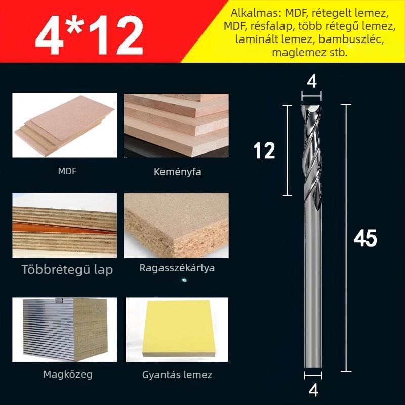 Végfúró, kettős élű volfrámból készült fúrómaró faipari felhasználásra, akrilhoz, PVC-hez és MDF-hez, kompatibilis marógépekkel, Saitool márka