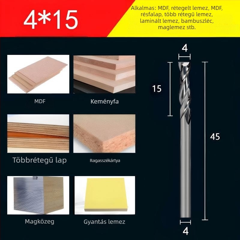 Végfúró, kettős élű volfrámból készült fúrómaró faipari felhasználásra, akrilhoz, PVC-hez és MDF-hez, kompatibilis marógépekkel, Saitool márka