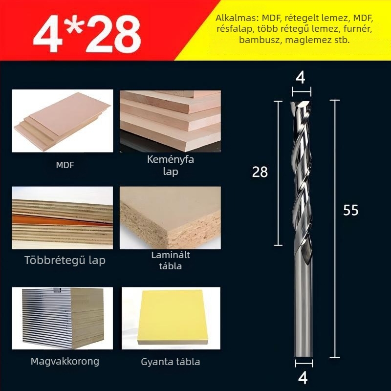 Végfúró, kettős élű volfrámból készült fúrómaró faipari felhasználásra, akrilhoz, PVC-hez és MDF-hez, kompatibilis marógépekkel, Saitool márka