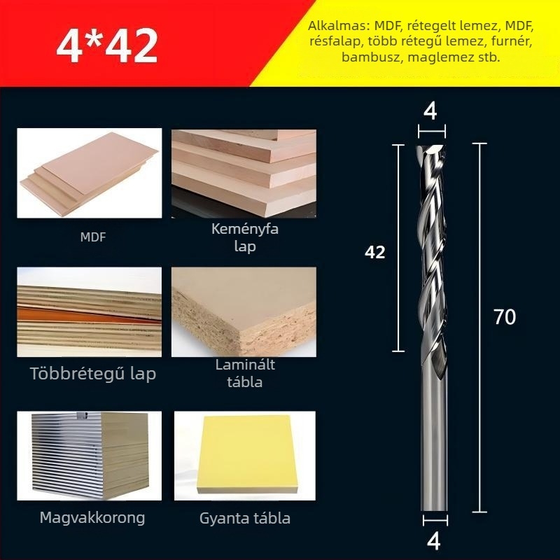Végfúró, kettős élű volfrámból készült fúrómaró faipari felhasználásra, akrilhoz, PVC-hez és MDF-hez, kompatibilis marógépekkel, Saitool márka
