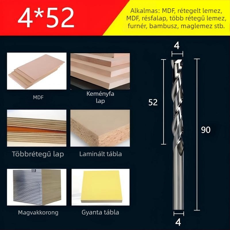 Végfúró, kettős élű volfrámból készült fúrómaró faipari felhasználásra, akrilhoz, PVC-hez és MDF-hez, kompatibilis marógépekkel, Saitool márka