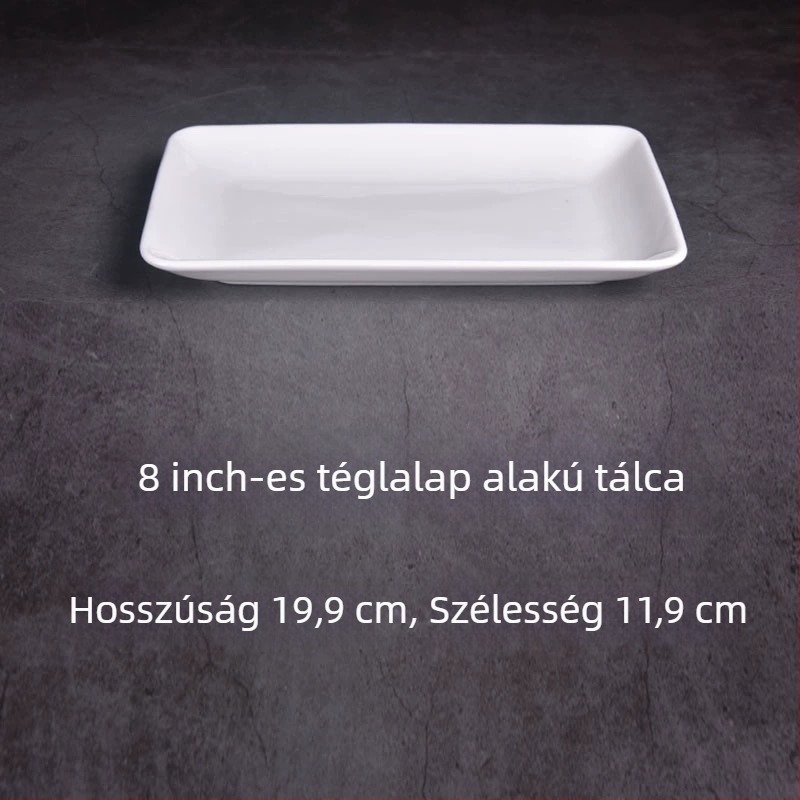 Kerámiából készült négyzet alakú sushi tál, mázzal bevont felület, modern minimális stílus, mikrohullámú sütőben használható