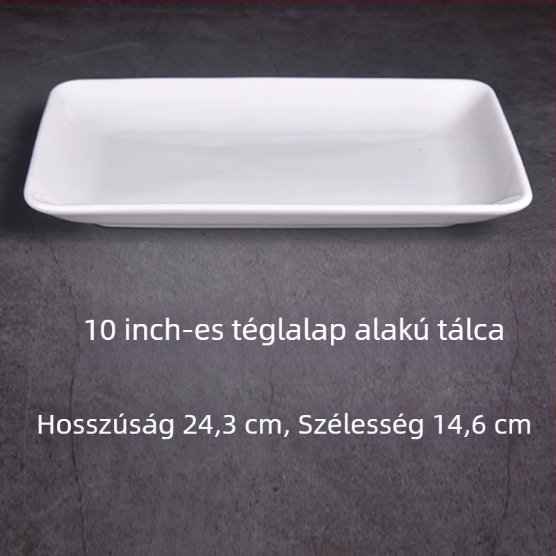 Kerámiából készült négyzet alakú sushi tál, mázzal bevont felület, modern minimális stílus, mikrohullámú sütőben használható