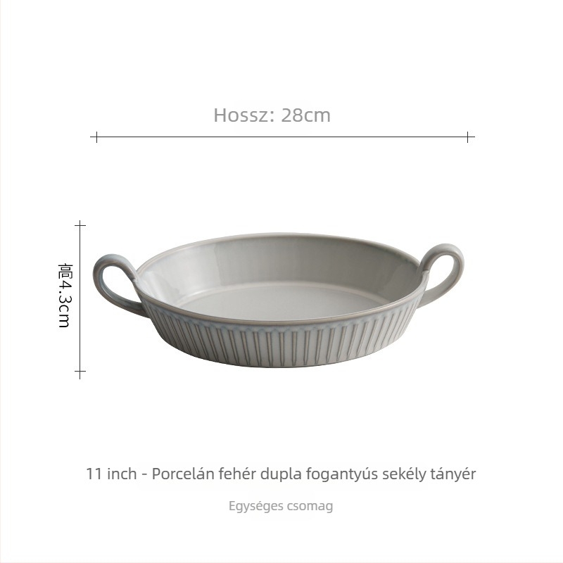 YOGEHOME porcelán dupla füles tál kerámia, csíkos mintával, északi stílusú kör alak