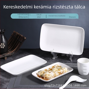 Porcelán négyszögletes sushi tál rizstekercsekhez, Yashita, mikróhullámú sütőben használható, logónyomtatás, testreszabható