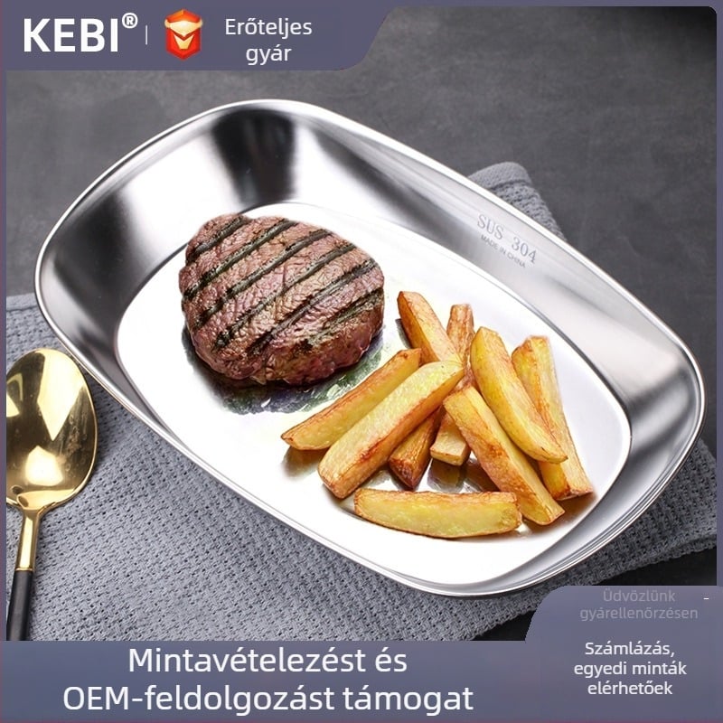 304 rozsdamentes acélból készült mély tál, négyszögletes forma, elektroplakolt felület, modern minimalista stílus, OEM elérhető/logó nyomható