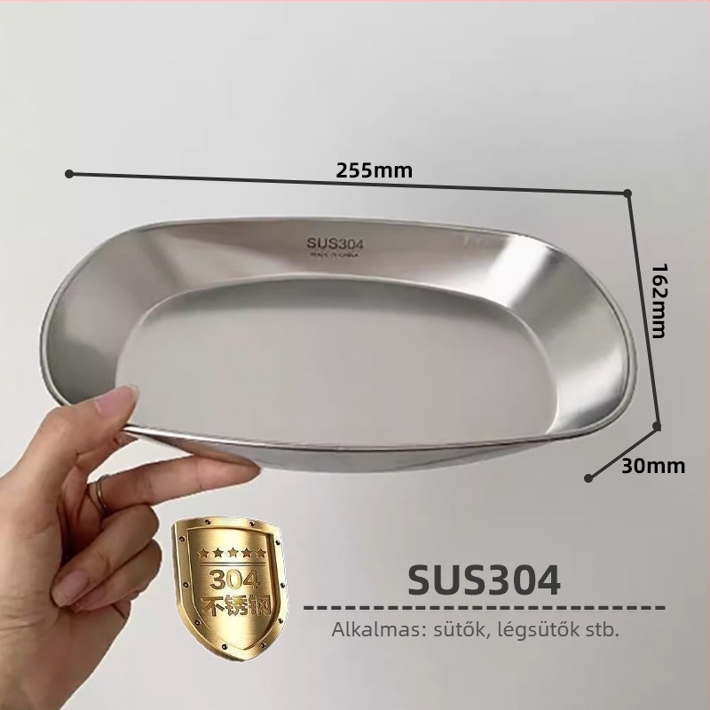 304 rozsdamentes acélból készült mély tál, négyszögletes forma, elektroplakolt felület, modern minimalista stílus, OEM elérhető/logó nyomható