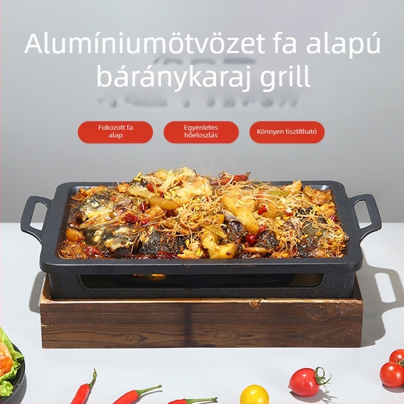 Családi barbecue grillsütő háztartási (alumíniumból, négyszögletes, 2 kg, leválasztható, koreai stílus)