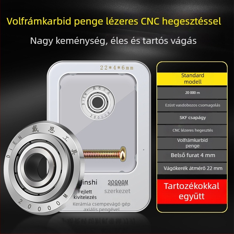 Görgő típusú kézi üvegvágó fej ötvözetes vágókerékkel és gyémántkoronggal