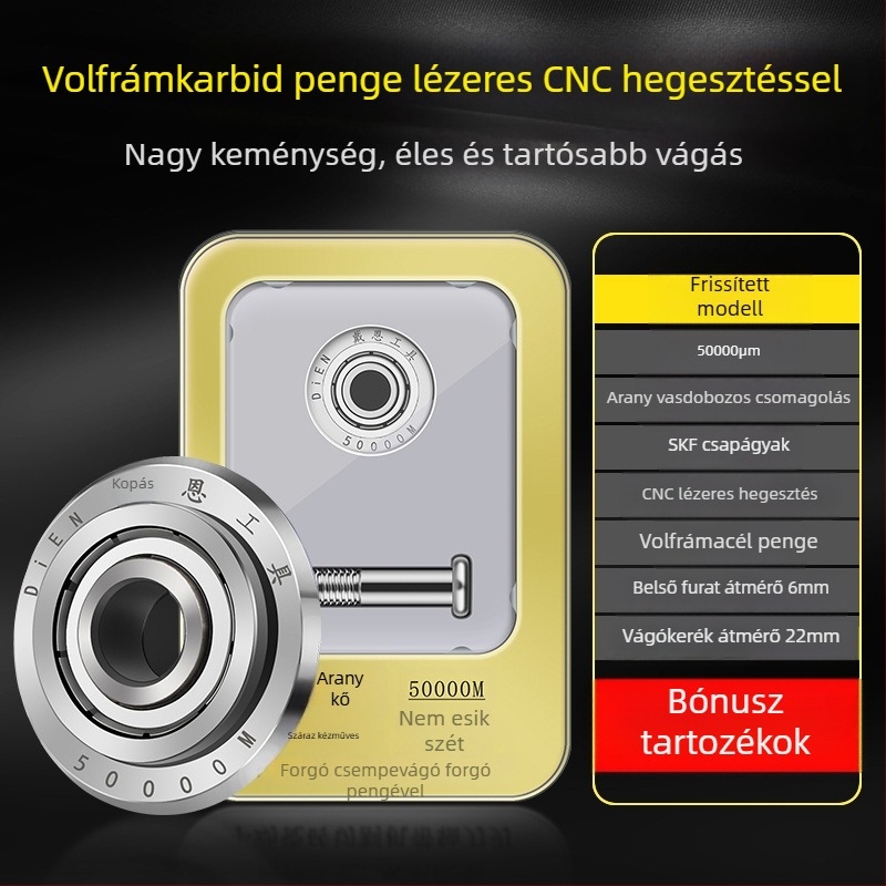 Görgő típusú kézi üvegvágó fej ötvözetes vágókerékkel és gyémántkoronggal