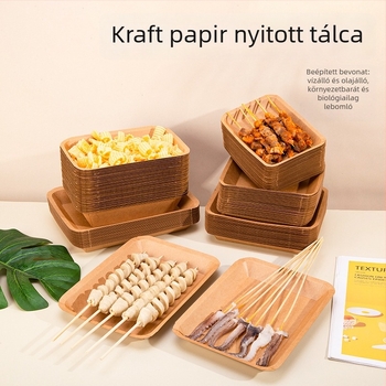 Egyszer használatos Kraft papírból készült téglalap alakú tányér grillhez