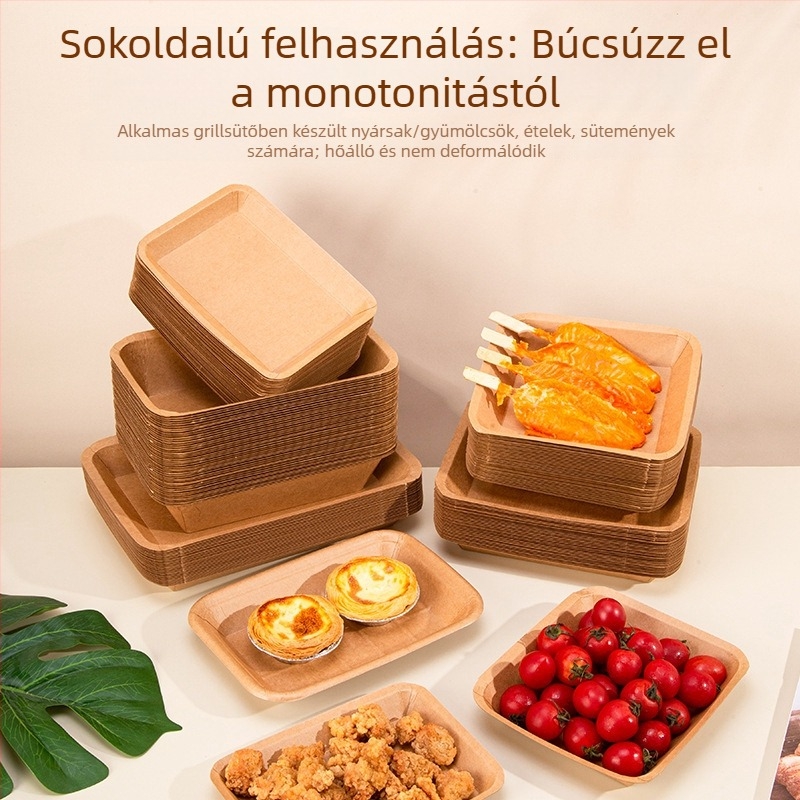 Egyszer használatos Kraft papírból készült téglalap alakú tányér grillhez