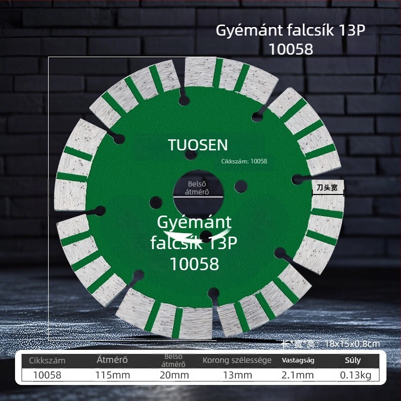Tuosen gyémánt vágókorong csempe, kő és beton vágásához – forró préselt, szinterezett