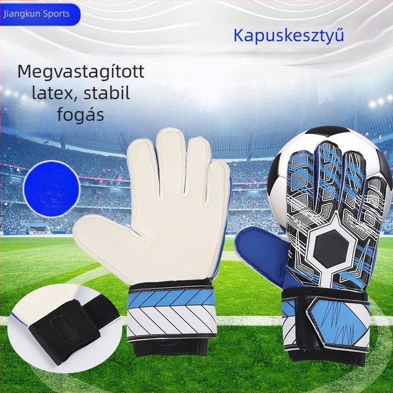Futballkapus kesztyű ujjvédővel edzéshez és mérkőzésekhez, gyerekeknek és felnőtteknek, csúszásmentes fogás