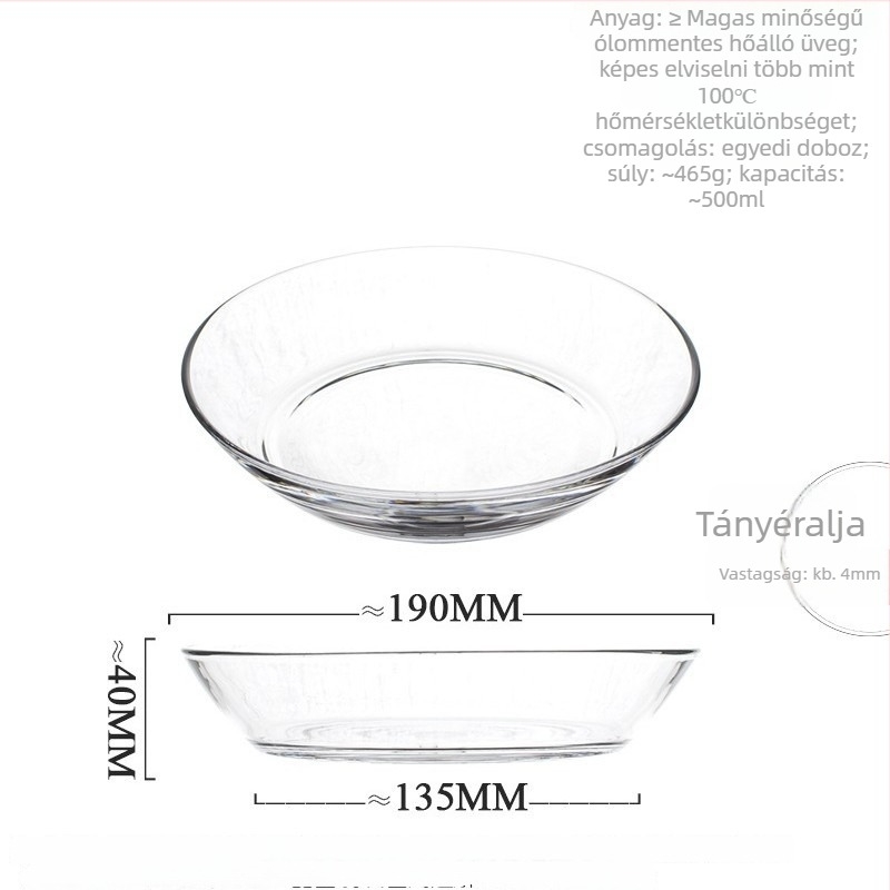 Tempered üveg tányér – mikrohullámú sütőben használható, kerek, modern minimalista stílus, testreszabható