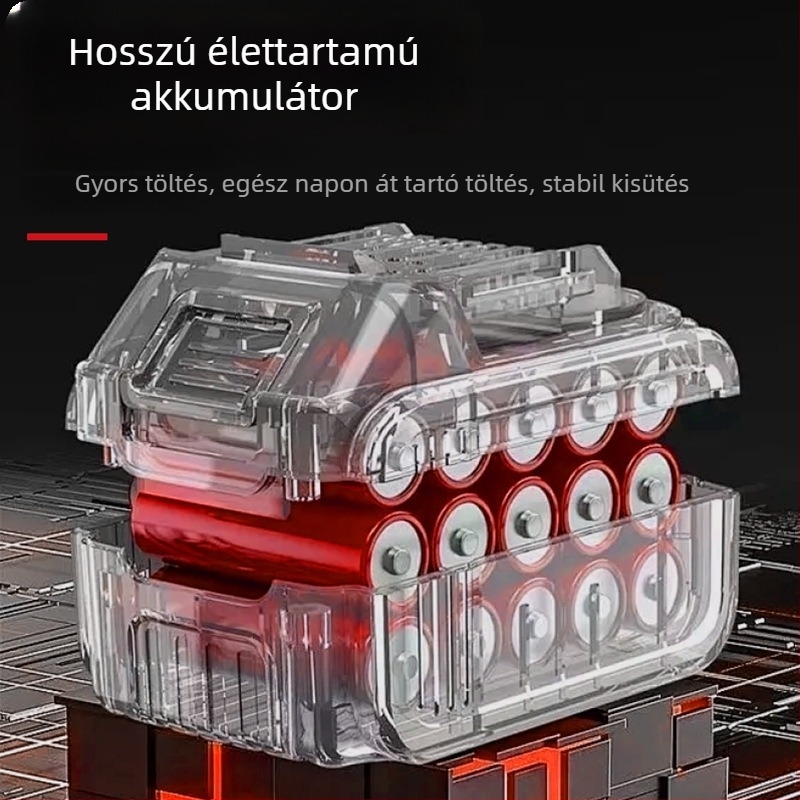 Akkumulátoros ütvefúró pisztoly markolattal – 3 funkciós (ütés, csavarozás, sík fúrás), fokozatmentes sebességszabályozás, háromfogas tokmány, otthoni használatra (fa/fém/beton); kefés motor, Li-ion akkumulátor, 1 év garancia.