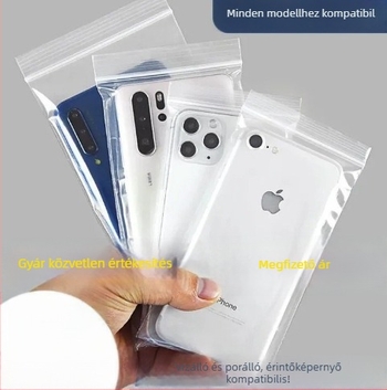 Zhongliang Packaging önzáró PE zacskó mobilltelefon tartozékokhoz — vízálló és porálló, egyszer használatos csomagolás, érintőképernyő-kompatibilis, zárótávolság 10–20 cm